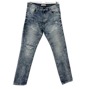 Whitetag Jeans Size 34 x 30 Distressed slim stretch moto mens denim